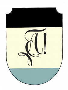 Schwarz, weiß, blaues Wappen der Arminia Heidelberg mit einem studentischen Zirkel